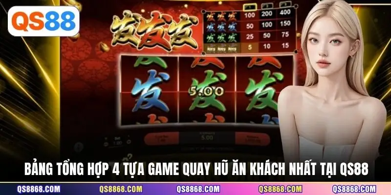 Bảng tổng hợp 4 tựa game quay hũ ăn khách nhất tại QS88